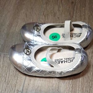 Michael Kors LIL Marilyn Ballet Flats Quilted Silver Toddler Little Girls Sz 8